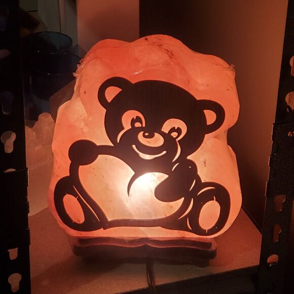 Teddy Bear Himalayan Salt Lamp w/Bulb & Dimmer Switch Cord Home Decor